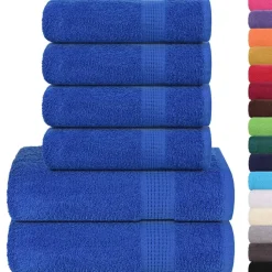 vidaXL 6-tlg. Handtuch-Set FROGN Blau 360 g/m²