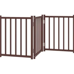 vidaXL 3-tlg. Hundetor Faltbar Braun Eiche 150 cm Massivholz Tanne