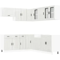 vidaXL 11-tlg. Küchenschrank-Set Porto Hochglanz-Weiß Holzwerkstoff