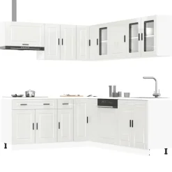 vidaXL 11-tlg. Küchenschrank-Set Porto Hochglanz-Weiß Holzwerkstoff