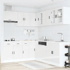 vidaXL 11-tlg. Küchenschrank-Set Porto Hochglanz-Weiß Holzwerkstoff