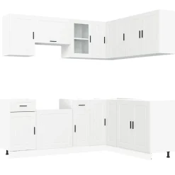 vidaXL 11-tlg. Küchenschrank-Set Porto Weiß Holzwerkstoff