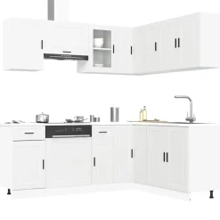 vidaXL 11-tlg. Küchenschrank-Set Porto Weiß Holzwerkstoff