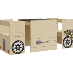 vidaXL 3-tlg. Kindertisch und Stuhl Set Geländewagen-Design MDF