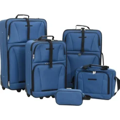vidaXL 5-tlg. Reisekoffer-Set Blau Stoff
