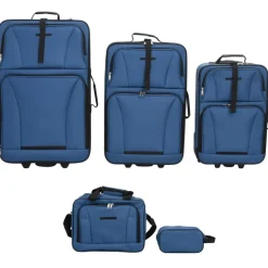 vidaXL 5-tlg. Reisekoffer-Set Blau Stoff