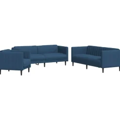 vidaXL 3-tlg. Sofagarnitur Blau Stoff