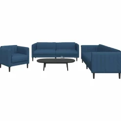 vidaXL 3-tlg. Sofagarnitur Blau Stoff
