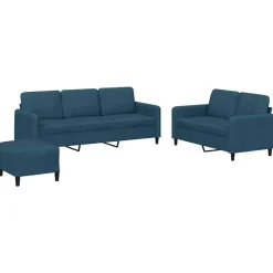 vidaXL 3-tlg. Sofagarnitur Blau Samt