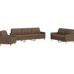 vidaXL 3-tlg. Sofagarnitur Braun Stoff