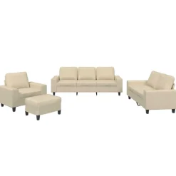 vidaXL 4-tlg. Sofagarnitur Creme Stoff