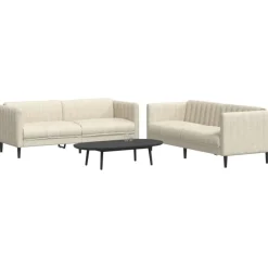 vidaXL 2-tlg. Sofagarnitur Creme Stoff