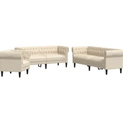 vidaXL 3-tlg. Sofagarnitur Creme Stoff