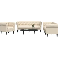 vidaXL 3-tlg. Sofagarnitur Creme Stoff