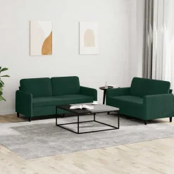 vidaXL 2-tlg. Sofagarnitur Dunkelgrün Samt