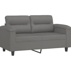 vidaXL 3-tlg. Sofagarnitur mit Kissen Dunkelgrau Mikrofasergewebe