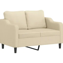 vidaXL 3-tlg. Sofagarnitur mit Kissen Creme Stoff