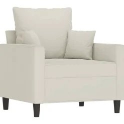 vidaXL 3-tlg. Sofagarnitur mit Kissen Creme Samt