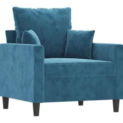 vidaXL 3-tlg. Sofagarnitur mit Kissen Blau Samt