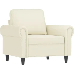 vidaXL 3-tlg. Sofagarnitur mit Kissen Creme Samt