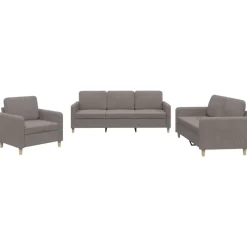 vidaXL 3-tlg. Sofagarnitur mit Kissen Taupe Stoff