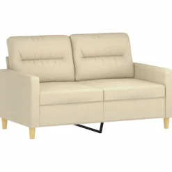 vidaXL 3-tlg. Sofagarnitur mit Kissen Creme Stoff