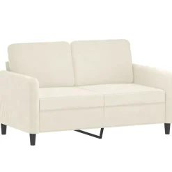 vidaXL 3-tlg. Sofagarnitur mit Kissen Creme Samt