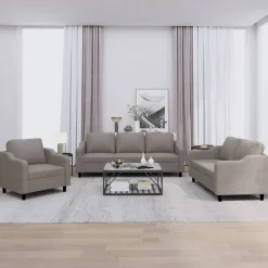 vidaXL 3-tlg. Sofagarnitur mit Kissen Taupe Stoff