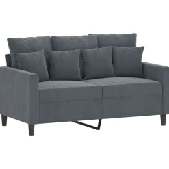 vidaXL 2-tlg. Sofagarnitur mit Kissen Dunkelgrau Samt