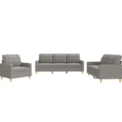 vidaXL 3-tlg. Sofagarnitur mit Kissen Taupe Stoff
