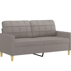 vidaXL 3-tlg. Sofagarnitur mit Kissen Taupe Stoff
