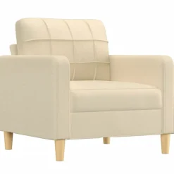 vidaXL 3-tlg. Sofagarnitur mit Kissen Creme Stoff