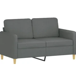 vidaXL 3-tlg. Sofagarnitur mit Kissen Dunkelgrau Stoff