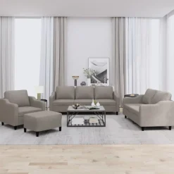 vidaXL 4-tlg. Sofagarnitur mit Kissen Taupe Stoff