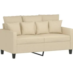 vidaXL 3-tlg. Sofagarnitur mit Kissen Creme Stoff