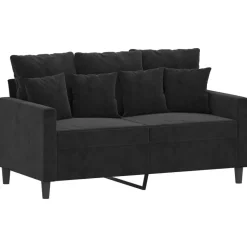 vidaXL 2-tlg. Sofagarnitur mit Kissen Schwarz Samt