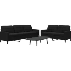 vidaXL 2-tlg. Sofagarnitur mit Kissen Schwarz Samt
