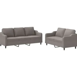 vidaXL 2-tlg. Sofagarnitur mit Kissen Taupe Stoff