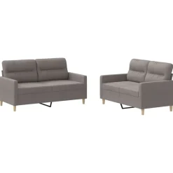 vidaXL 2-tlg. Sofagarnitur mit Kissen Taupe Stoff
