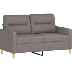 vidaXL 2-tlg. Sofagarnitur mit Kissen Taupe Stoff