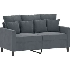 vidaXL 3-tlg. Sofagarnitur mit Kissen Dunkelgrau Samt