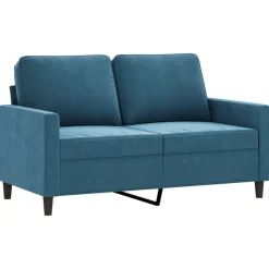 vidaXL 2-tlg. Sofagarnitur mit Kissen Blau Samt