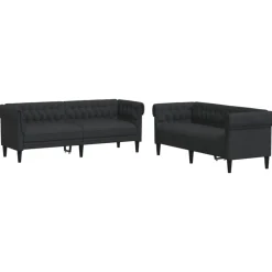vidaXL 2-tlg. Sofagarnitur Schwarz Stoff