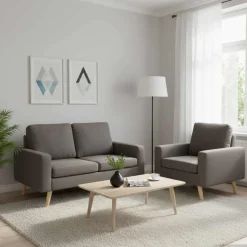 vidaXL 2-tlg. Sofagarnitur Stoff Taupe