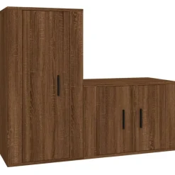 vidaXL 2-tlg. TV-Schrank-Set Braun Eichen-Optik Holzwerkstoff