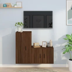 vidaXL 2-tlg. TV-Schrank-Set Braun Eichen-Optik Holzwerkstoff