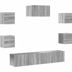vidaXL 7-tlg. TV-Schrank-Set Grau Sonoma Holzwerkstoff