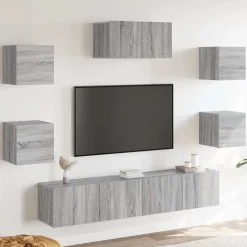 vidaXL 7-tlg. TV-Schrank-Set Grau Sonoma Holzwerkstoff
