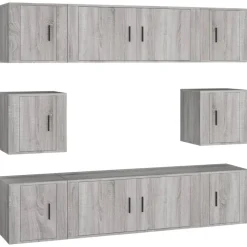 vidaXL 8-tlg. TV-Schrank-Set Grau Sonoma Holzwerkstoff