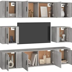 vidaXL 8-tlg. TV-Schrank-Set Grau Sonoma Holzwerkstoff